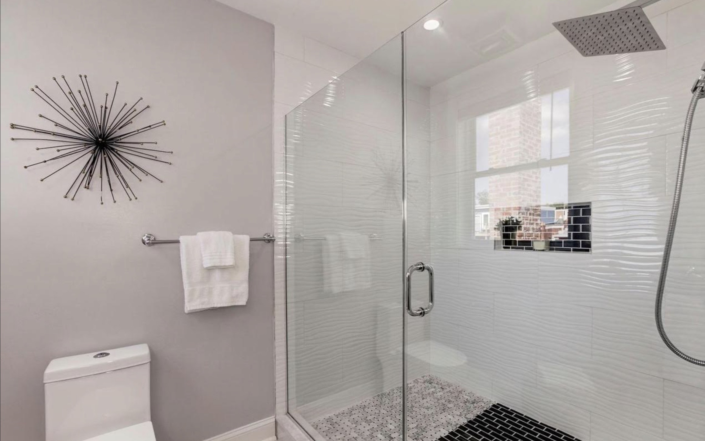 Wave Tile Shower Bathroom